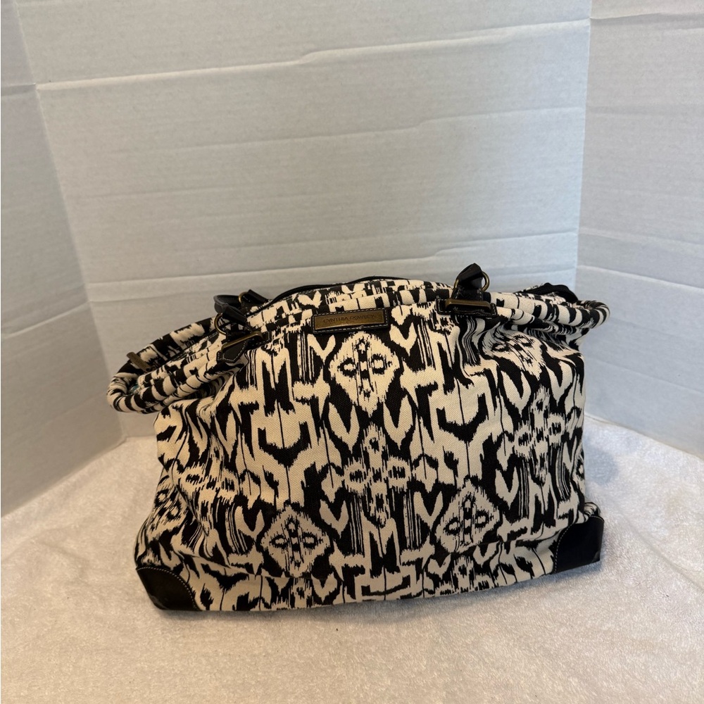 Large Cynthia Rowley Black and White Patterned overnight bag